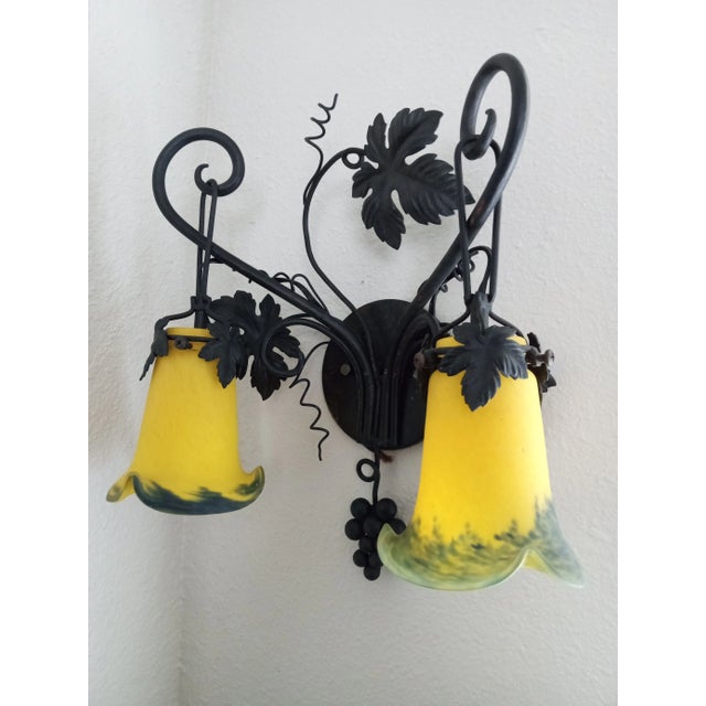 Metal Mid 20th Century Two Lights Single Sconce For Sale - Image 7 of 11