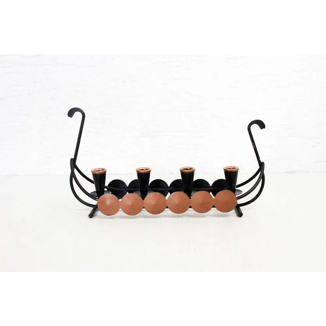 Drakkar Candleholder by Gunnar Ander for Ystad Metal, Sweden For Sale - Image 11 of 11