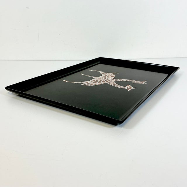 1970s Mid-Century Hollywood Regency Boho Chic Safari Couroc Giraffe Tray, Extra Large. For Sale - Image 16 of 18