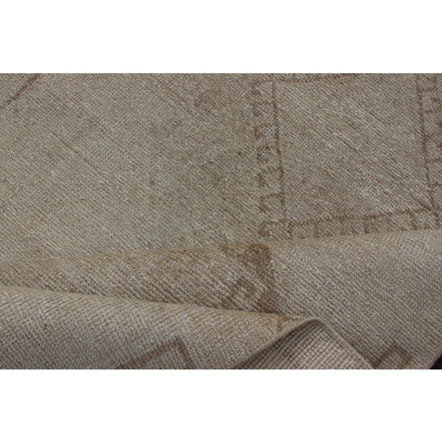 Grey and Cream Vintage Turkish Oushak Runner With Geometric Tribal Design For Sale - Image 9 of 12