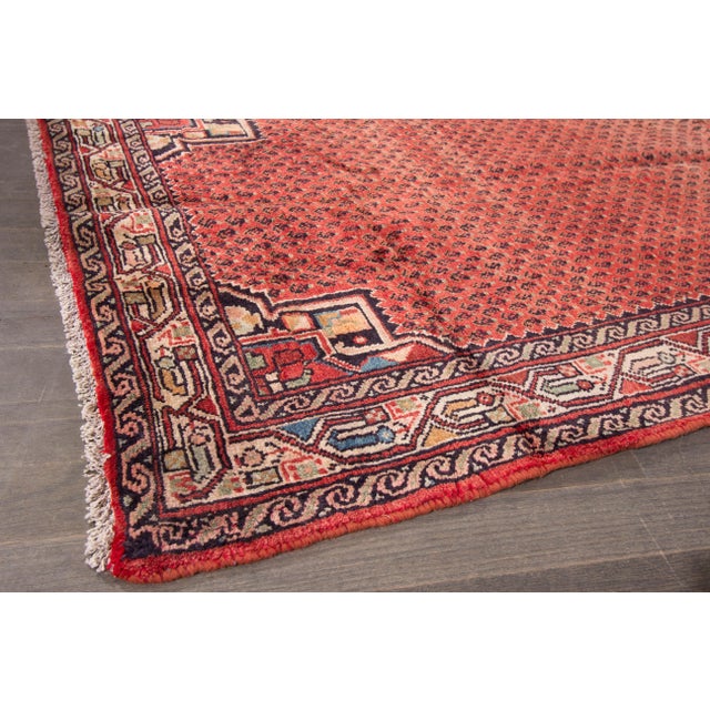 Red Vintage Persian Hamadan Wool Runner For Sale - Image 4 of 7