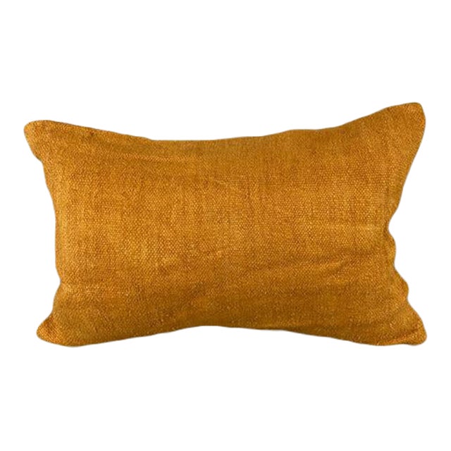 16 x 24 Hemp Pillow Turkish Cushion Natural Orange Pillow Cushion Cover For Sale