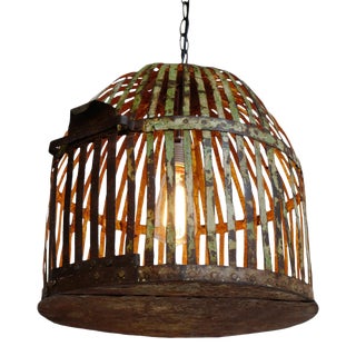 Industrial Iron Cage Lantern For Sale