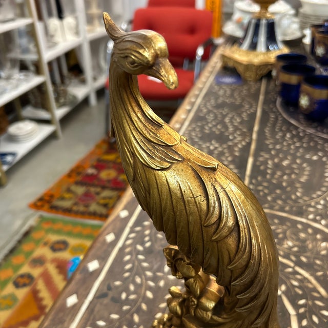 Gilt Syroco Peacock Tabletop Sculpture For Sale In Miami - Image 6 of 6