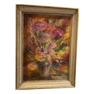 R Poirot, Bouquet, 1950s, Oil on Canvas For Sale