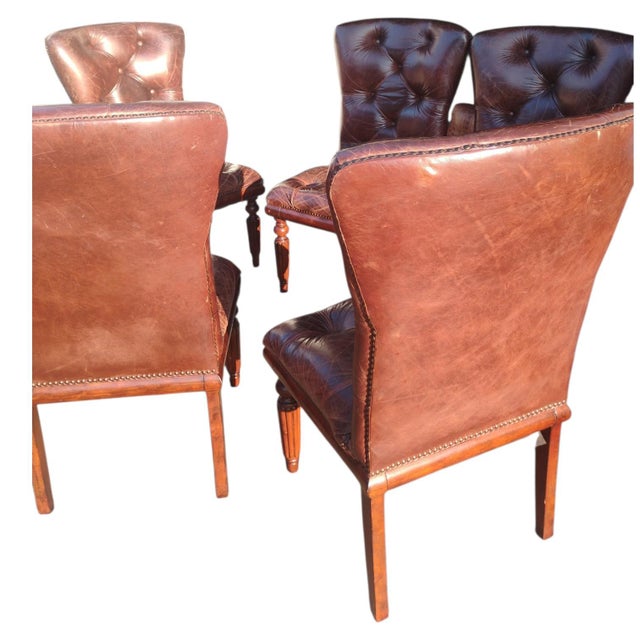 Coffee 1990s 5 Ralph Lauren Style Chesterfield Leather Chairs. For Sale - Image 8 of 11