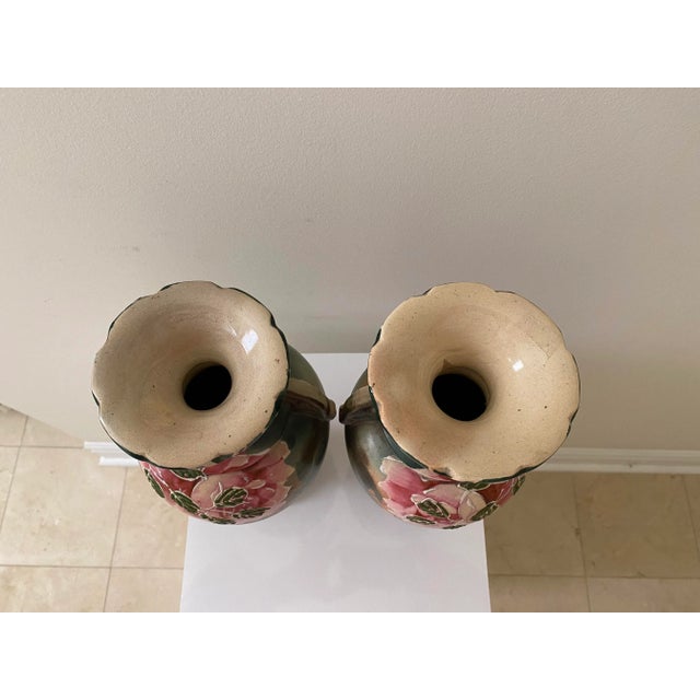Asian Morimura Nippon Double Handle Hand Painted Vintage Vases For Sale In Chicago - Image 6 of 10
