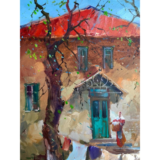 Oil Painting a Light Breeze in the Yard Yuriy Suprunchuk For Sale - Image 4 of 12