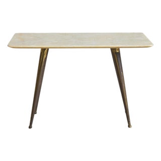 Petite Italian Onyx + Brass Coffee Table, 1950s For Sale