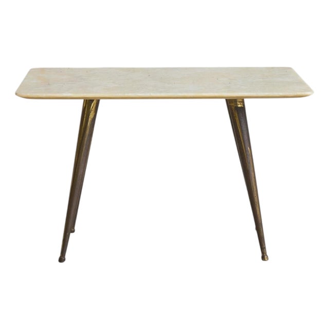 Petite Italian Onyx + Brass Coffee Table, 1950s For Sale