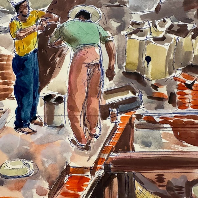 Modern William C Grauer, 1895-1985, Untitled (Mexican Brick Layers) Watercolor on Paper 1940s For Sale - Image 3 of 4