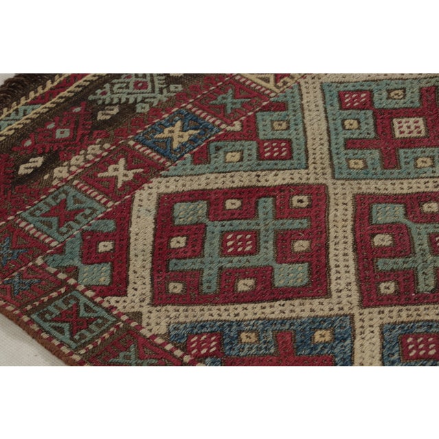 1920s Antique Turkish Transitional Red and Blue Wool Kilim For Sale - Image 5 of 9