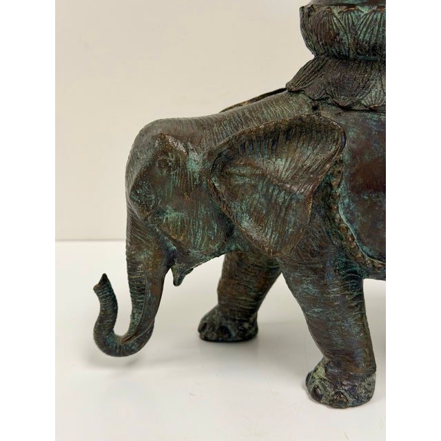 1980s Vintage Maitland-Smith Bronze Elephant Sculpture Candle Holder For Sale - Image 5 of 12