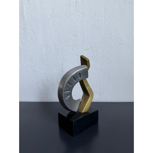 Abrstract Bronze and Aluminum Sculpture Signed Palermo, Brazil 1990s For Sale - Image 10 of 13