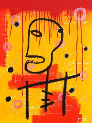 "Hard Day" Contemporary Original Abstract Mixed-Media Painting by Soren Grau