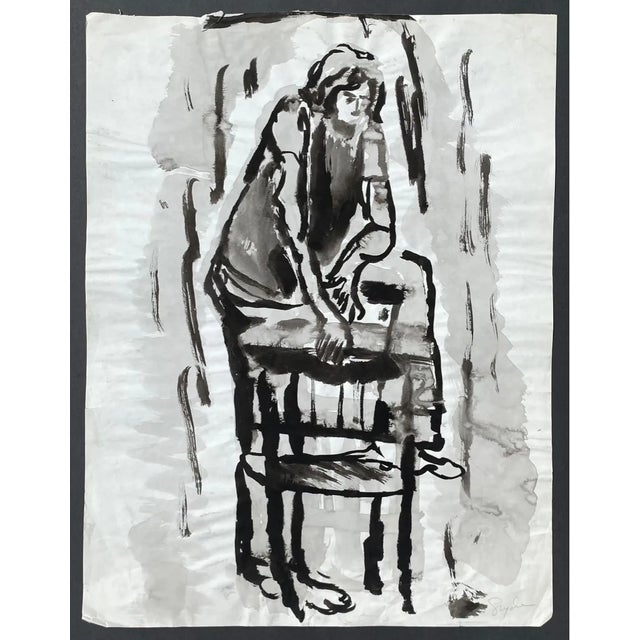 Modern watercolor on paper in black and white by New York abstract expressionist painter Richard Synder (1951-2021)....