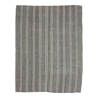 White Striped Gray Large Kilim Rug For Sale