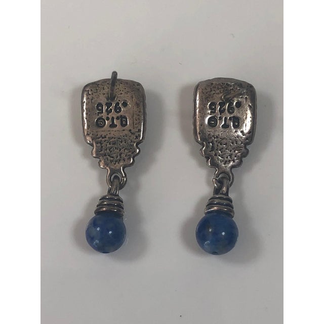 Late 20th Century Native American Style Lapis Lazuli Sterling Drop Earrings, A Pair For Sale - Image 9 of 10
