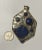 Blue Lapis and Hammered Silver Oversized Pendant For Sale - Image 4 of 4