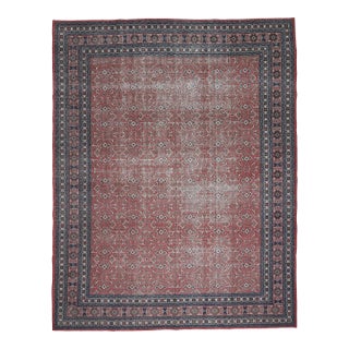 1970s Vintage Persian Handmade Wool Cotton Light Red Area Rug For Sale
