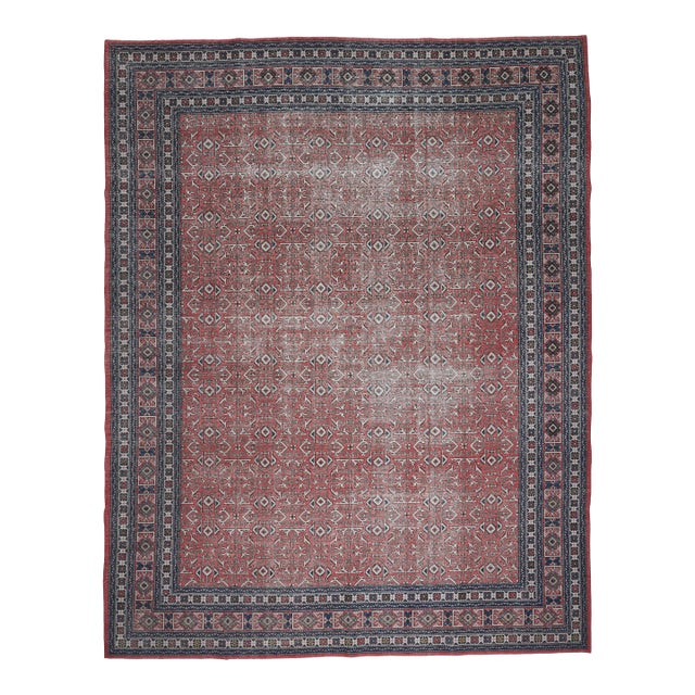 1970s Vintage Persian Handmade Wool Cotton Light Red Area Rug For Sale