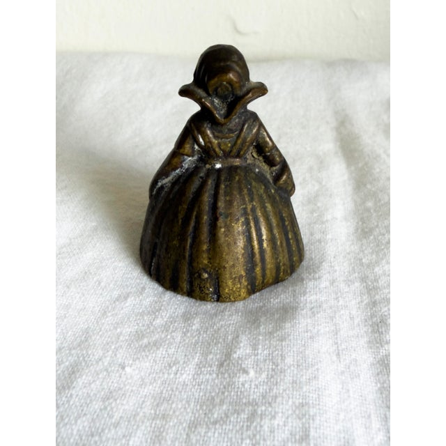 Metal Vintage Dutch Girl Figural Brass Table Bell Novelty Desk Call Bell For Sale - Image 7 of 13