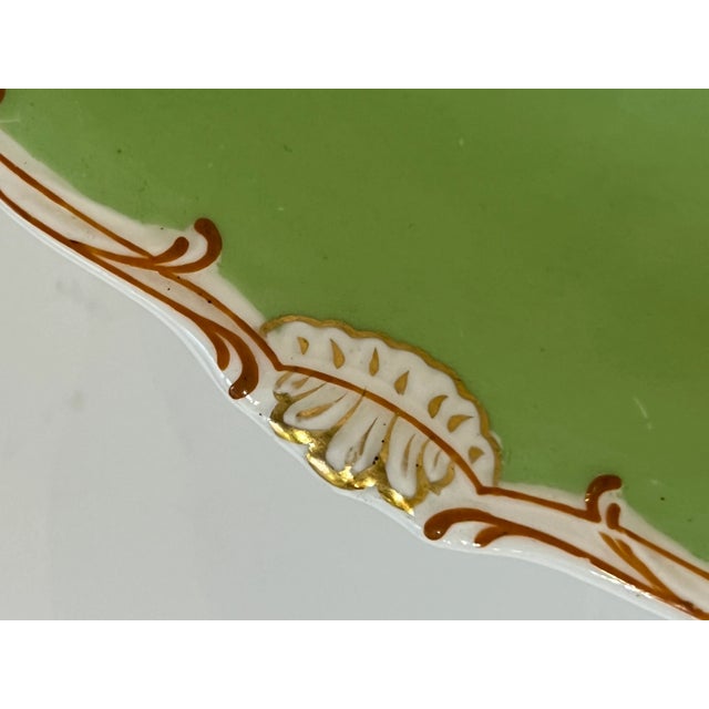 Antique French Old Paris Ware Green Banded Floral Rose Pedestal Dish For Sale In Chicago - Image 6 of 8