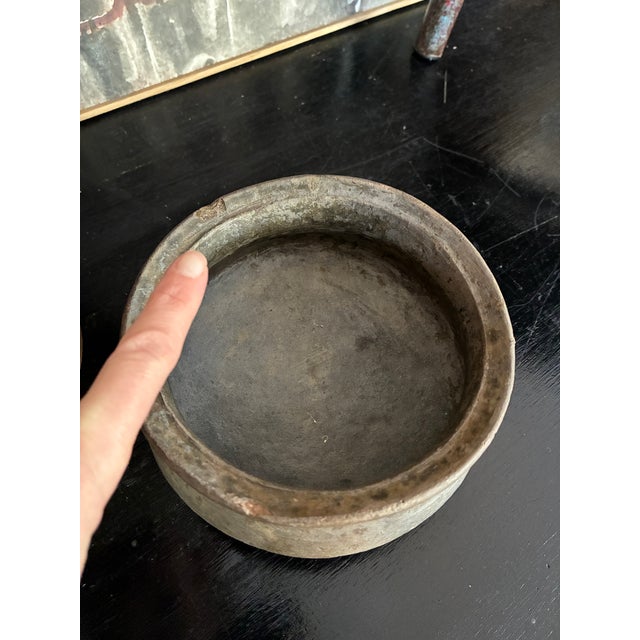 Vintage Blue Gray Indian Pot on Custom Ring For Sale - Image 10 of 11