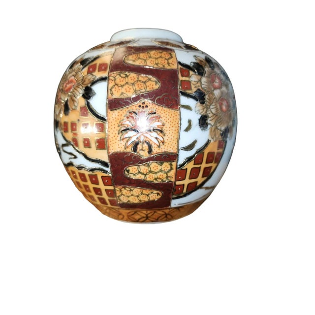 Satsuma Mid Century Japanese Satsuma Handpainted Vase For Sale - Image 4 of 5