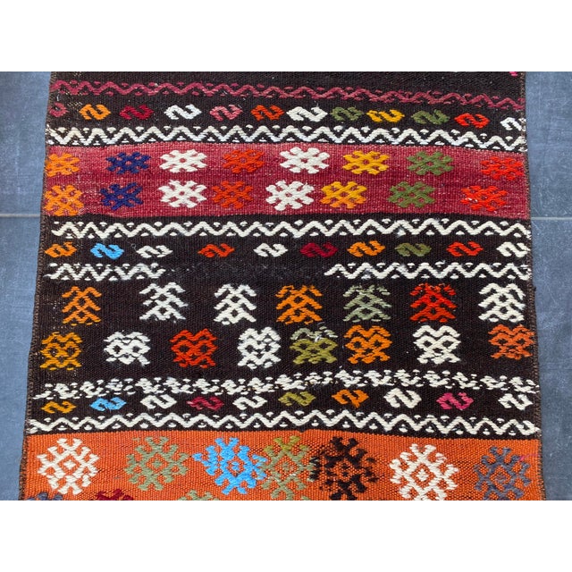 Vintage Flower Pattern Kurdish Kilim Rug For Sale - Image 10 of 10