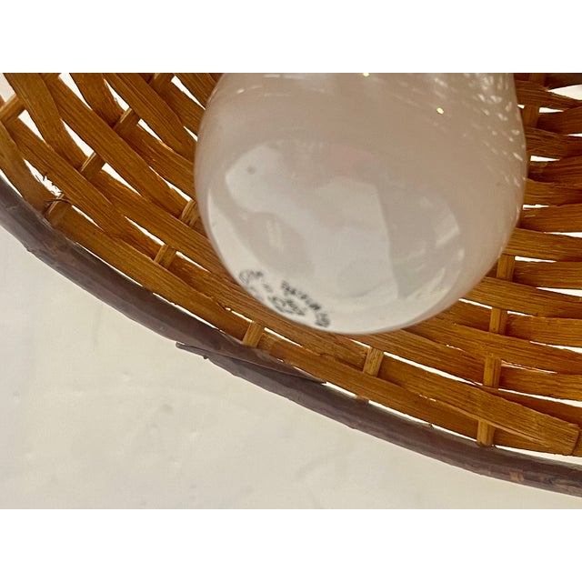 French Bamboo & Rattan Double Light Table Lamp For Sale - Image 14 of 16