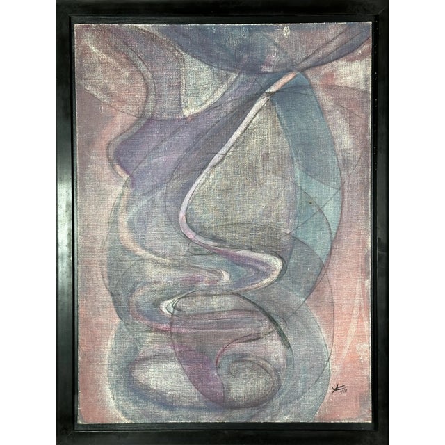 Painting / oil on canvas face or body of a woman or simple abstract painting signed (illegible) and dated 1981 Very pretty...