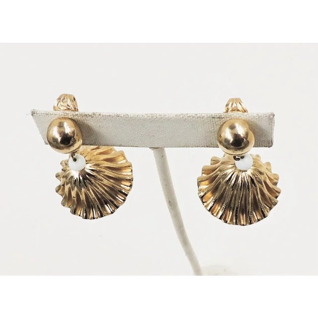 Napier Vintage 1950s Napier White Resin Bell Dangle Clip Earrings - 2 Pieces For Sale - Image 4 of 9