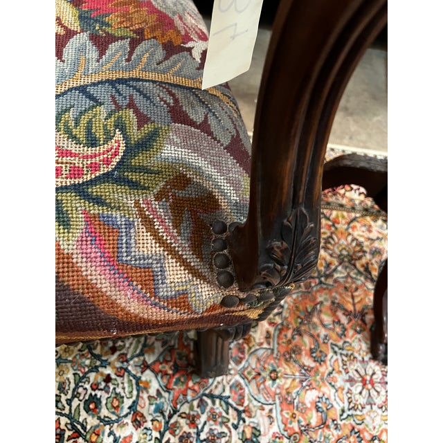 Pair of 19th Century French Os De Mouton Walnut & Tapestry Armchairs For Sale In Atlanta - Image 6 of 10