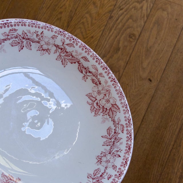 Pink Antique French Pink Ironstone Compote Dish with Floral Decoration For Sale - Image 8 of 13