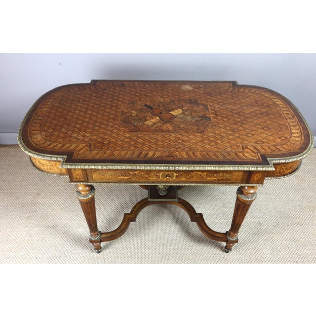 19th Century Marquetry Center Table For Sale - Image 5 of 11