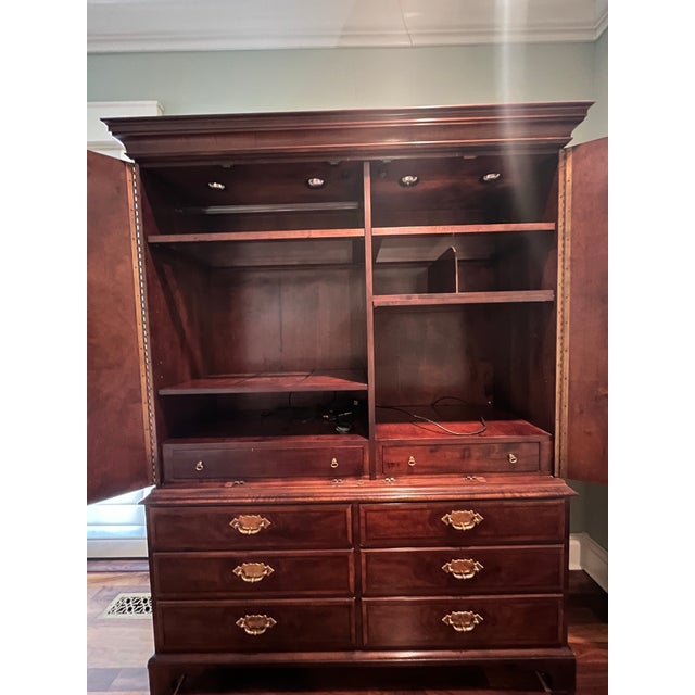 Large handsome statement piece of good pedigree, elegant carved Burl-wood, plenty of storage, splendid heirloom piece of...