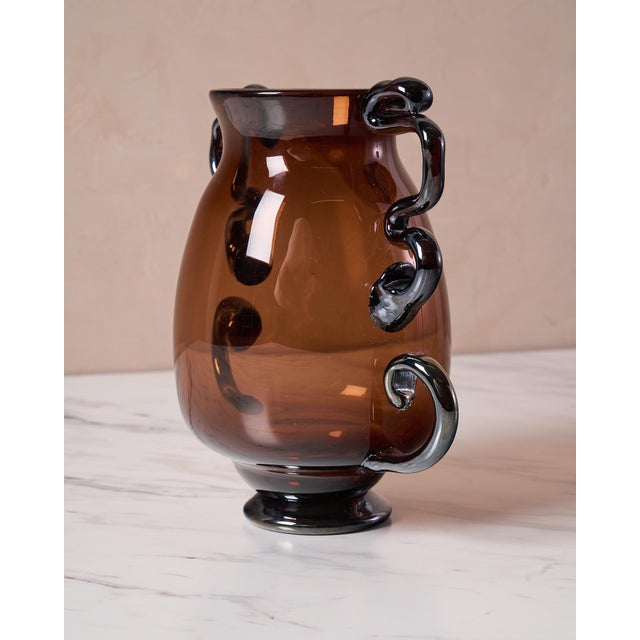 2020s Sculptural Serpintine “Venetian Vase” Decorative Vase by Casa in Amber Handblown Glass For Sale - Image 5 of 17
