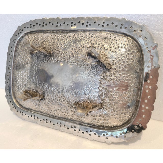 Antique Early 20th Century Pierced Footed Silver Plate Dish For Sale In Los Angeles - Image 6 of 8