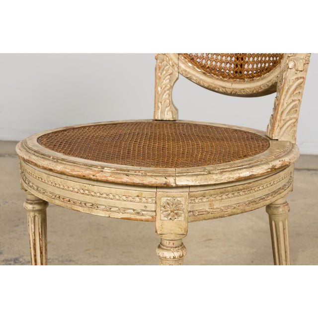 Early 19th Century French Louis XVI Painted Cane Dining Chairs - Set of 10 For Sale - Image 9 of 18
