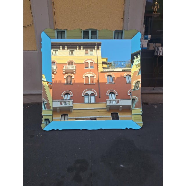 Wall Mirror in Sage Green Glass by Pietro Chiesa for Fontana Arte, 1940s, in Very Good conditions. Designed 1920 to 1949...