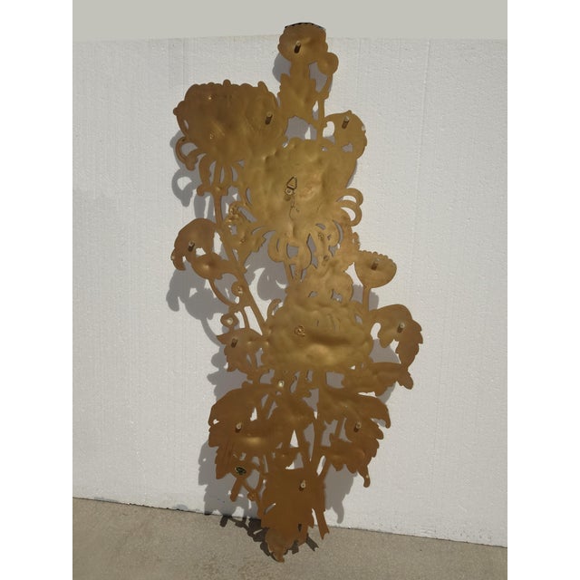 Large 49" Tall Vintage French Country Syroco Gold Flower Wall Plaque Picture For Sale - Image 14 of 18