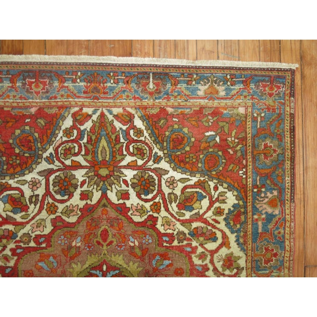 Contemporary Superfine Handmade Antique Persian Malayer Connoisseur Level Ivory Field Rug - 3'5" x 4'6" For Sale - Image 3 of 6