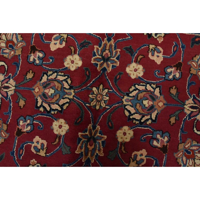 Red Mashad Rug 9’11” X 13’1” Red Wool Vintage Traditional Hand-Knotted Carpet For Sale - Image 8 of 15