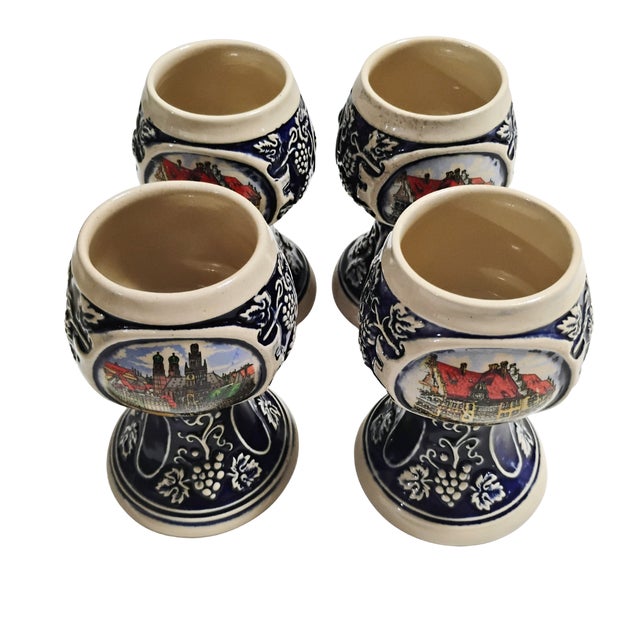 1970s 1970s Mid-Century Modern West German Gerzit Ceramic Wine Chalices - Set of 4 For Sale - Image 5 of 13