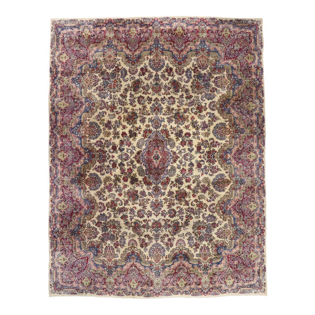 Antique Persian Kerman Rug, 12'01 X 15'11 For Sale