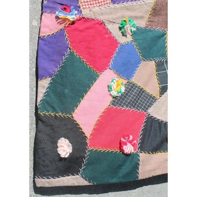 Textile Antique Quilt, 19th Century Wool Crazy Quilt From Pennsylvania For Sale - Image 7 of 9