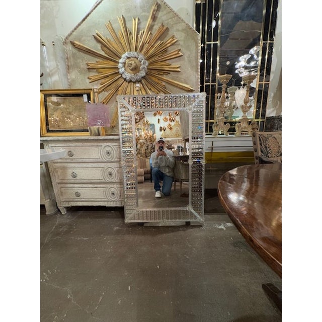 Glass Modern Murano Etched Glass Mirror For Sale - Image 7 of 7