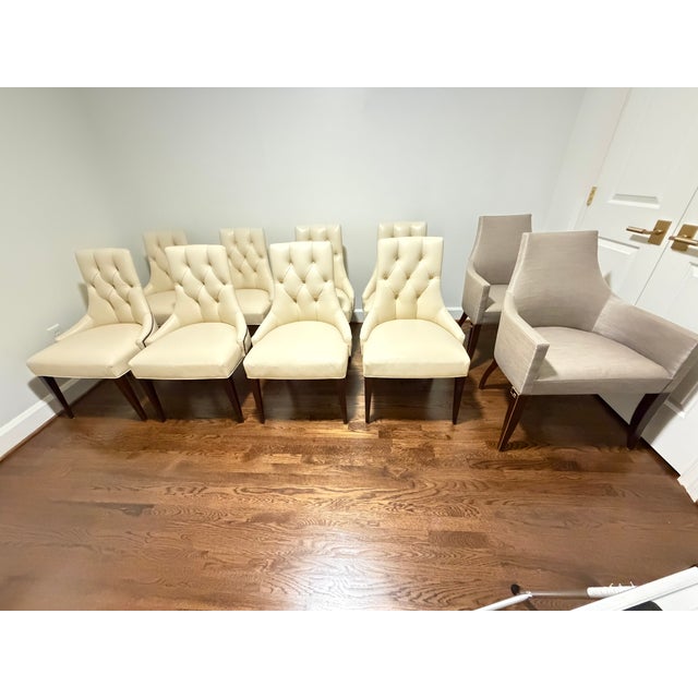 Baker Furniture Thomas Pheasant Ritz Dining Leather Chairs + Two Baker Hostess Chairs - Set of 10 For Sale - Image 15 of 15