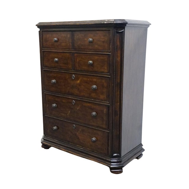 STANLEY FURNITURE Walnut Contemporary Traditional 46" Chest of Drawers 128-13-12 59" High 46.5" Wide 22.25" Deep We...